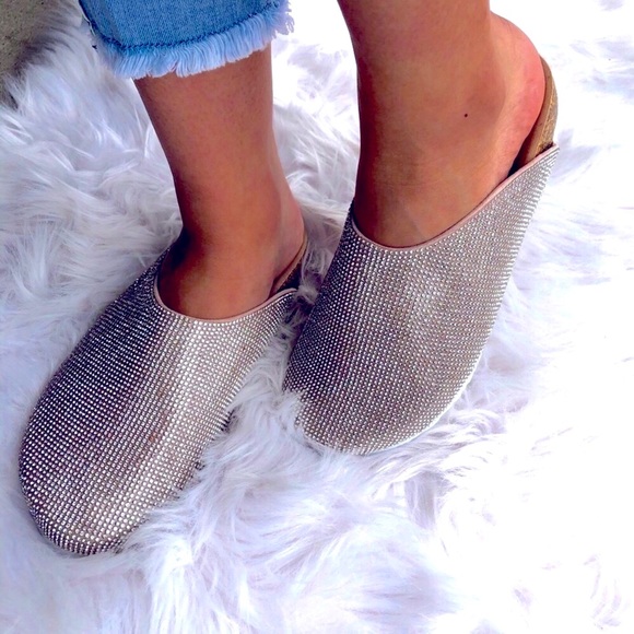 Size 6 Rhinestone Embellished Glam Mule Slides - Picture 3 of 10